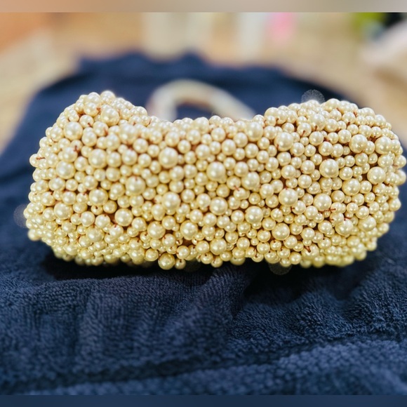 Vintage Collectible Wayne M Kleski White Pearl Beaded Wedding Bag Purse-FRAGILE - Picture 4 of 9